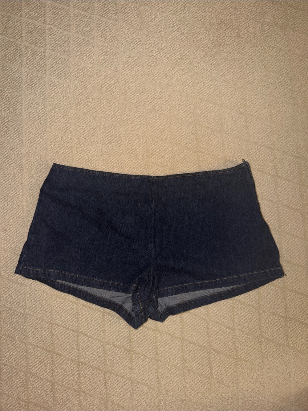 Reformation Dark Blue Denim Low-Rise Jean Shorts